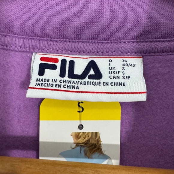 Fila Women’s Size Small Purple Gray Chevron Colorblock Quarter Zip Sweatshirt - Picture 4 of 11